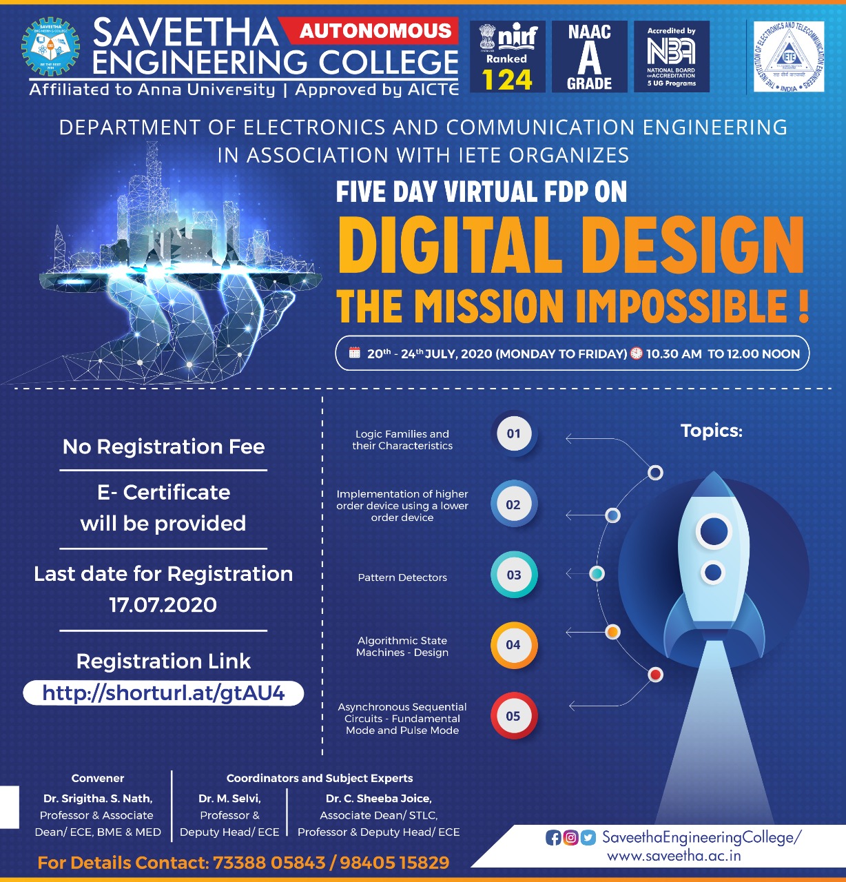 Five Day Virtual FDP on Digital Design 2020